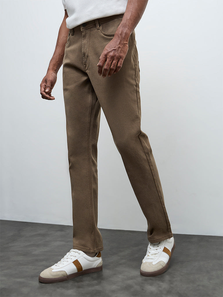 Ascot Taupe Relaxed-Fit Mid-Rise Jeans