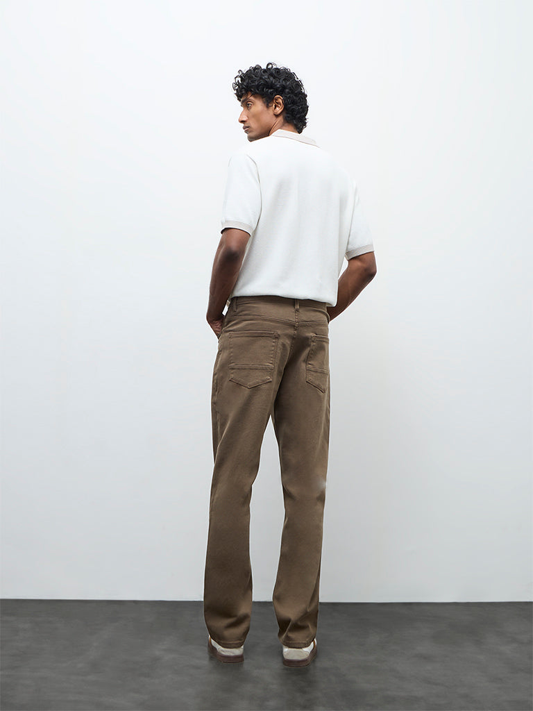 Ascot Taupe Relaxed-Fit Mid-Rise Jeans