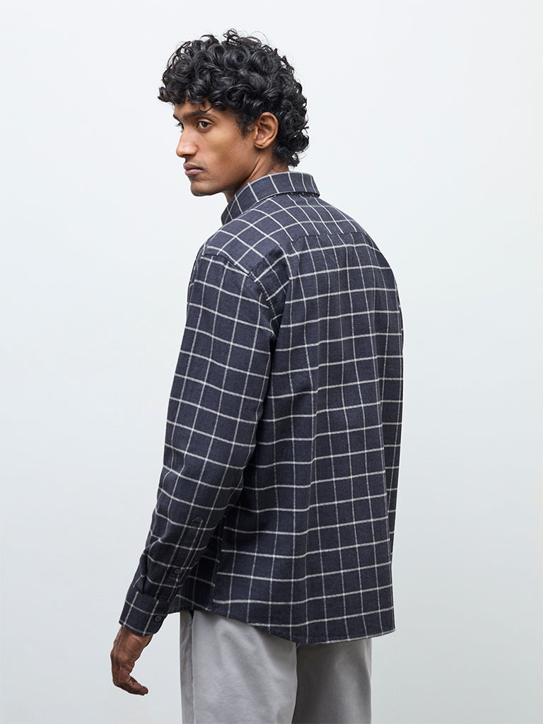 Ascot Black Checkered Relaxed-Fit Cotton Shirt