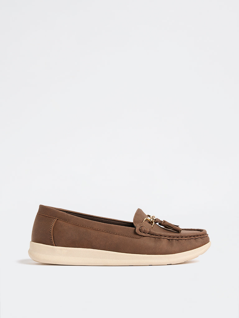 LUNA BLU Brown Tassel-Detailed Loafers