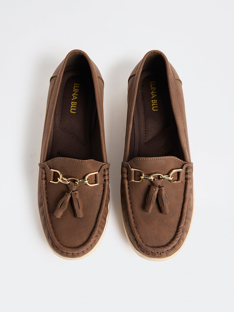 LUNA BLU Brown Tassel-Detailed Loafers