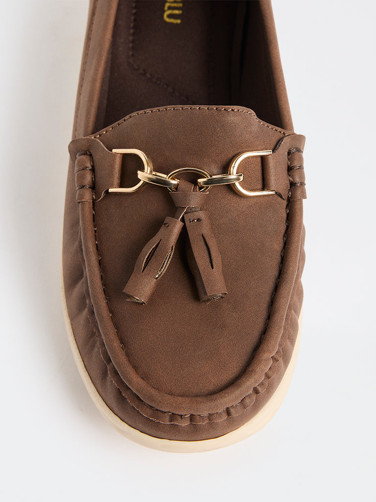 LUNA BLU Brown Tassel-Detailed Loafers