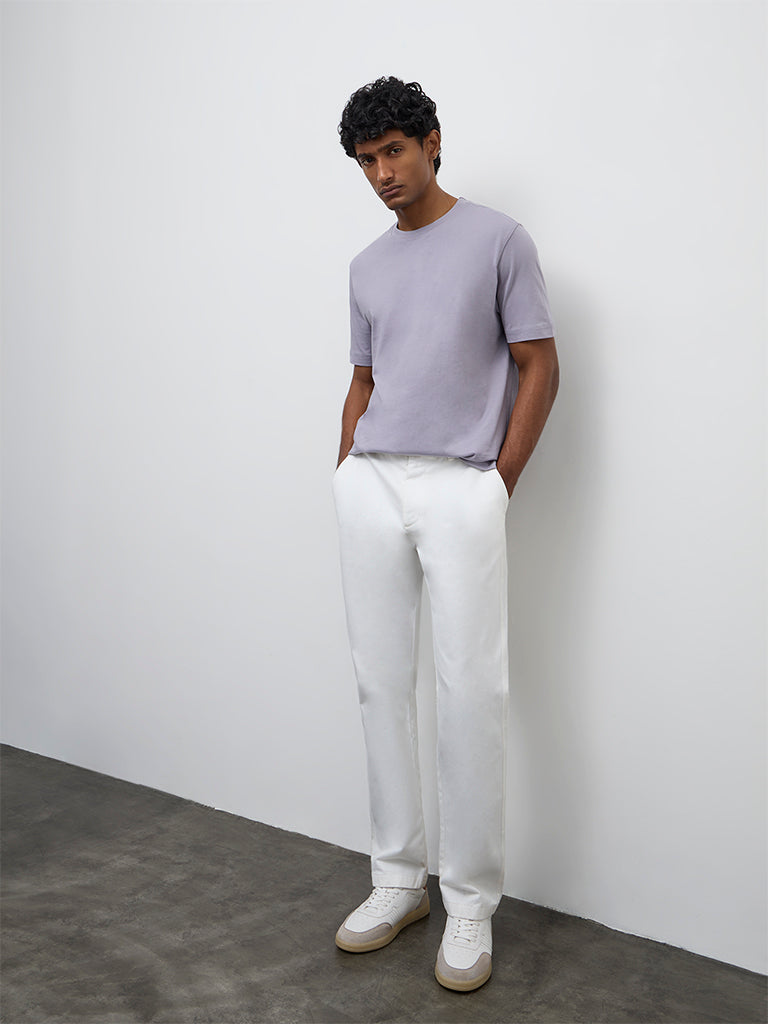 WES Casuals Lilac Slim-Fit Cotton T-Shirt