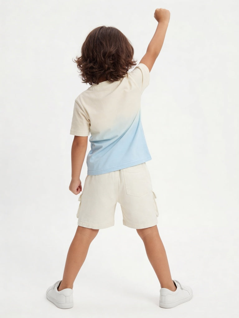 HOP Kids Boys Blue Tropical Printed Cotton T-Shirt