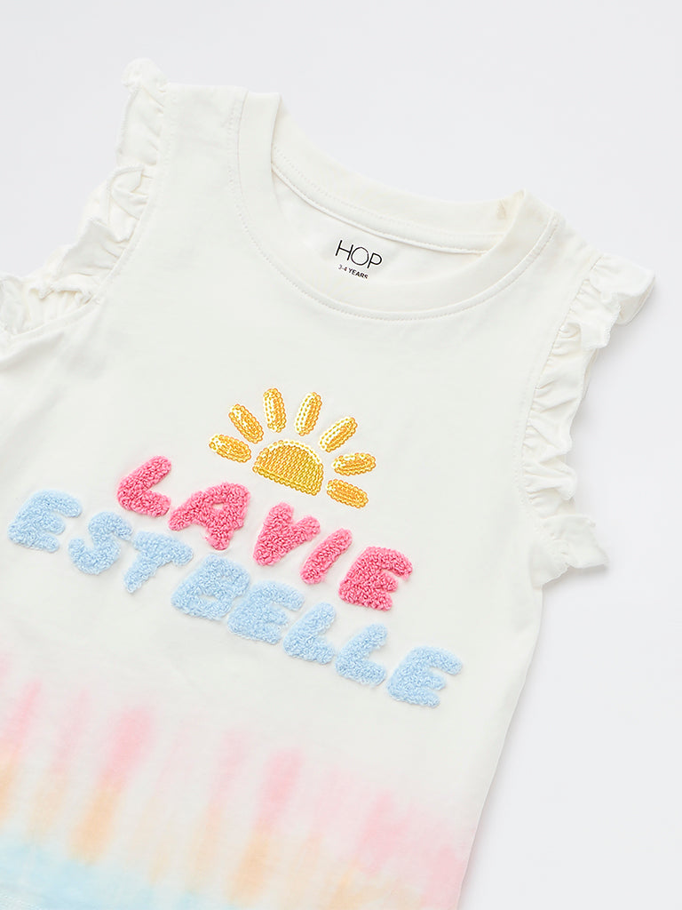 HOP Kids Girls Multicolour Printed Cotton Top