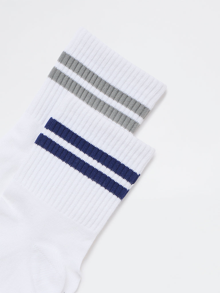 Superstar White Cotton-Blend Sports Socks - Pack of 2