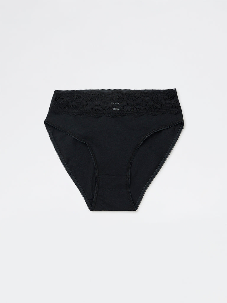 Wunderlove 3-Pack Lace Detailed Hi-Leg Cotton-Blend Briefs