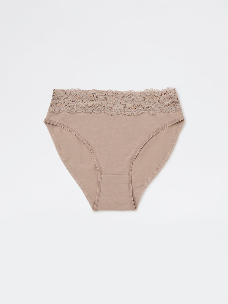 Wunderlove 3-Pack Lace Detailed Hi-Leg Cotton-Blend Briefs
