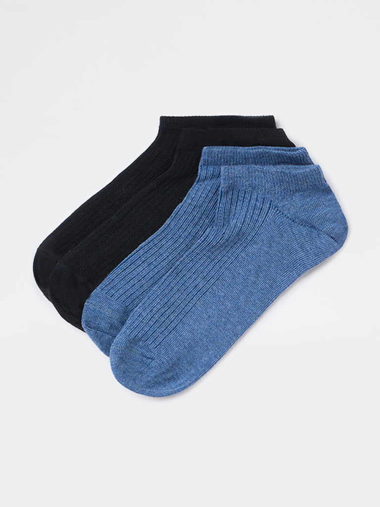 Superstar Black Cotton-Blend Trainer Socks - Pack of 2