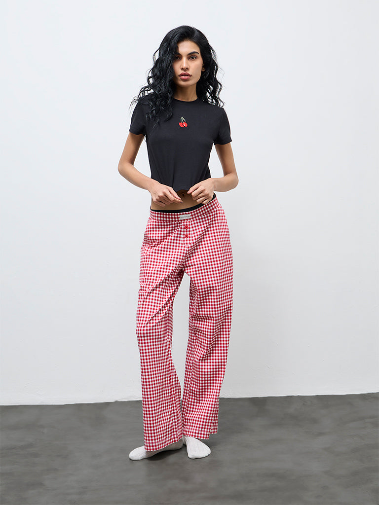 Superstar Black Cherry Embroidered Cotton-Blend T-Shirt