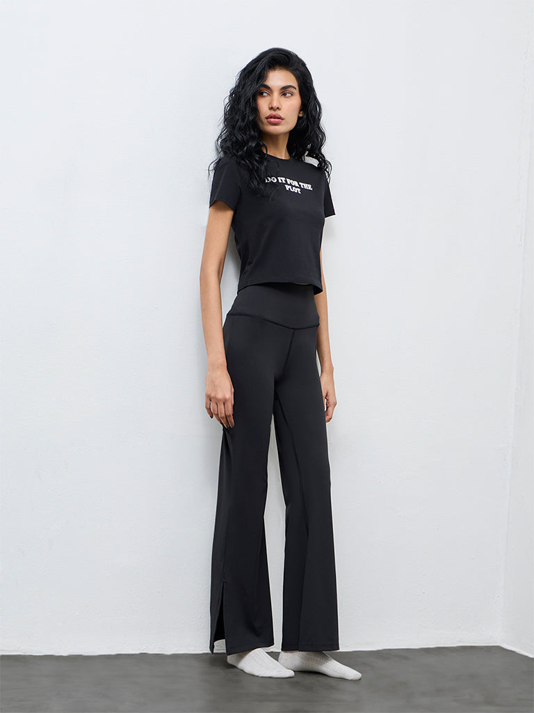 Superstar Black Text Printed Cotton-Blend T-Shirt