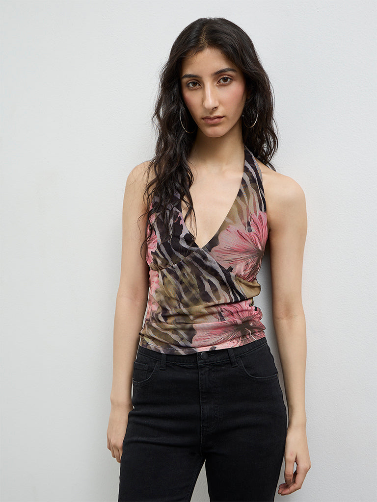 Nuon Multicolour Printed Halter-Neck Top