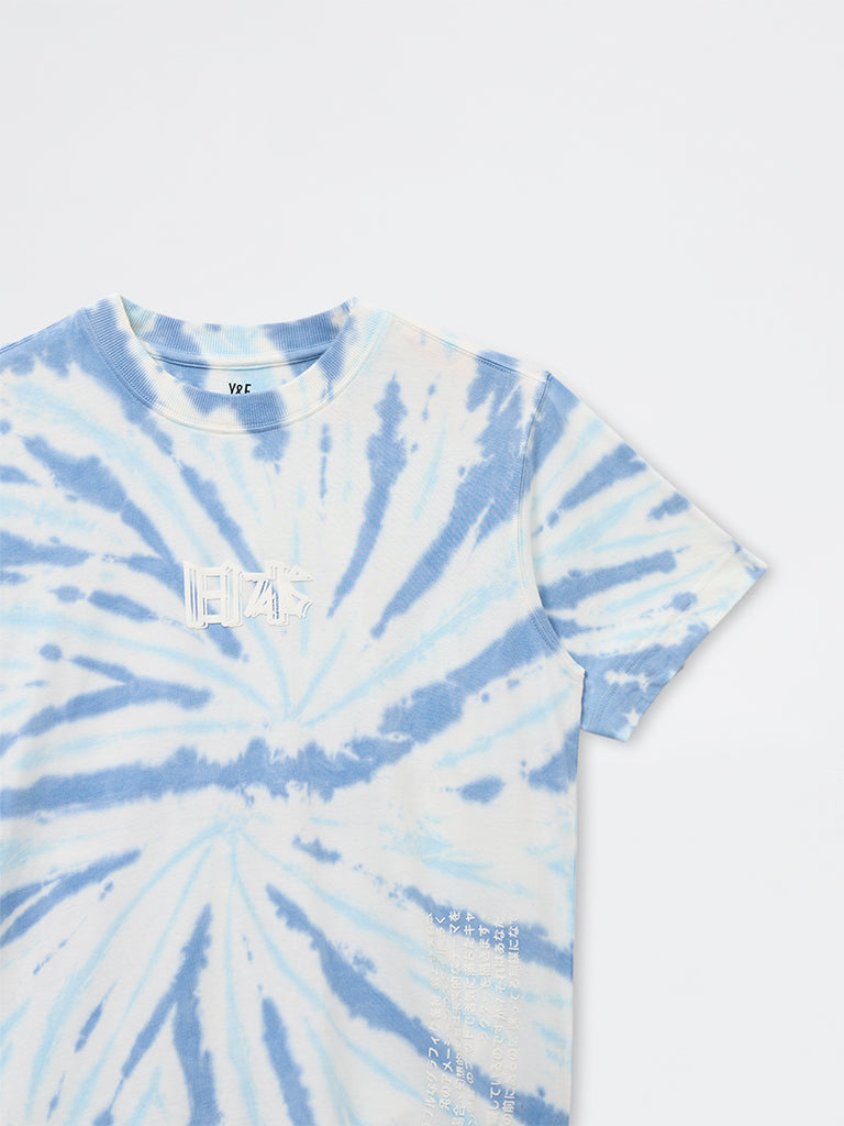Boys Blue Tie-Dye Cotton T-Shirt