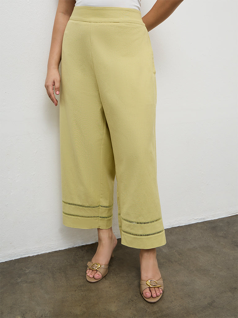 Diza Lime Embroidered Pants