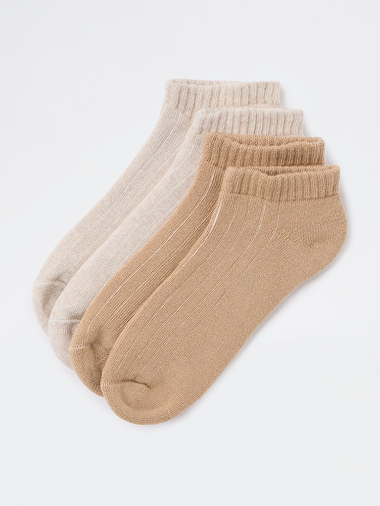 Superstar Beige Cotton-Blend Socks - Pack of 2