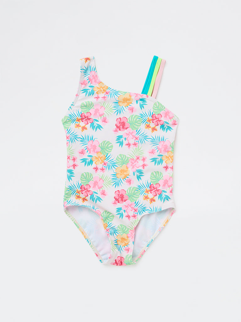 HOP Kids Girls Multicolour Floral Printed Swimsuit