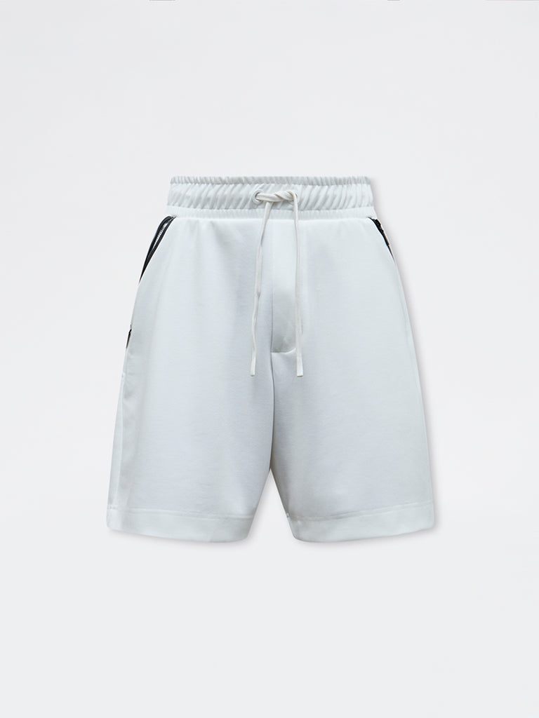 Nuoflexx White Relaxed-Fit Mid-Rise Shorts