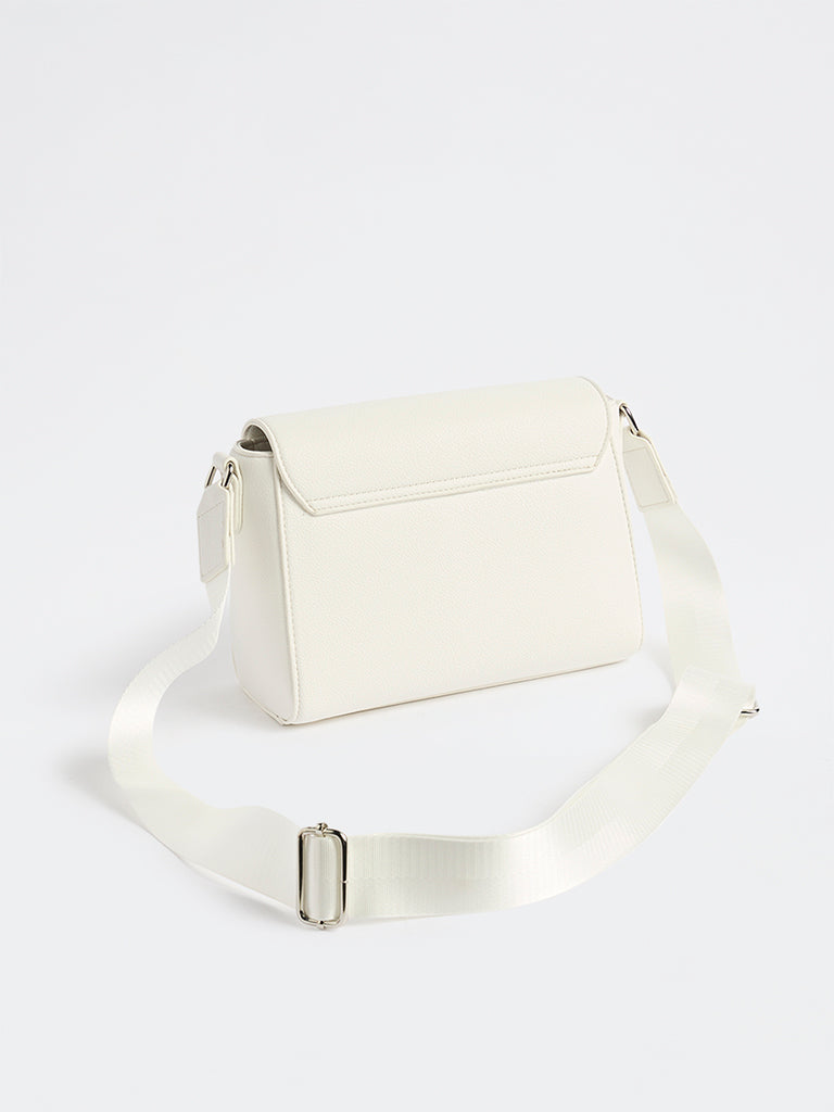 Westside White Embossed Sling Bag
