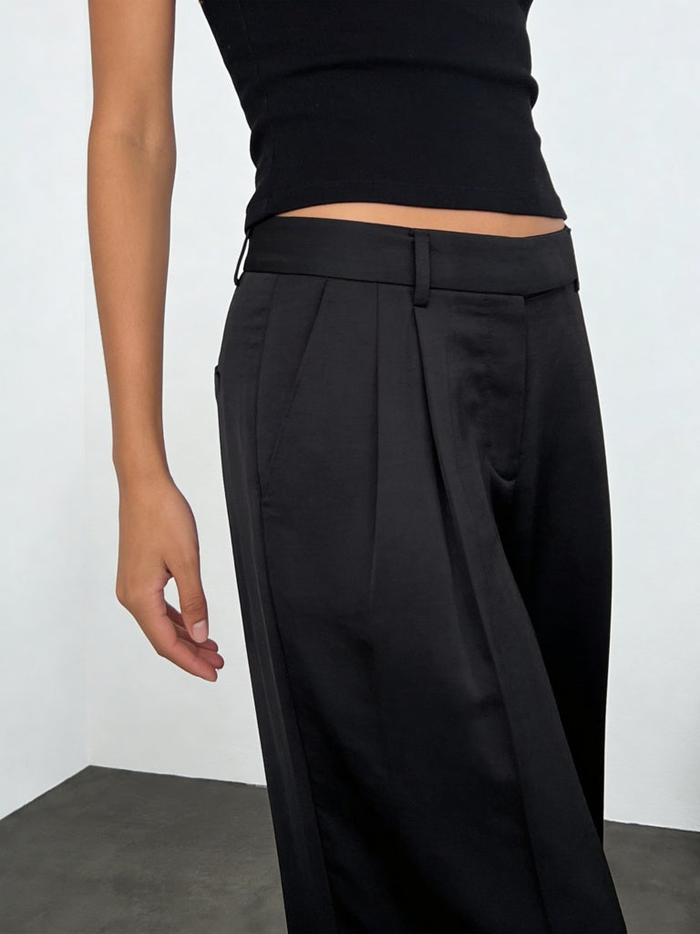 Wardrobe Black Solid High-Rise Trousers