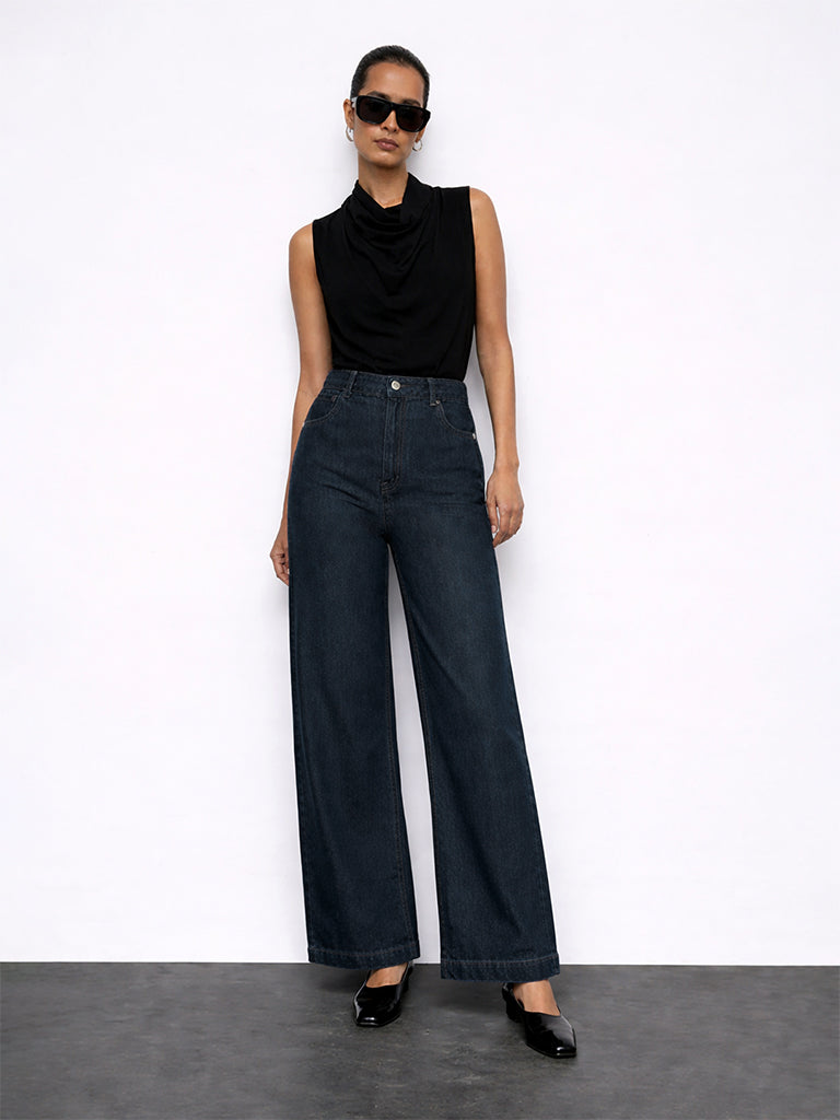 Wardrobe Indigo High-Rise Denim Trousers