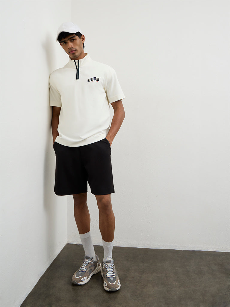 Nuoflexx Off-White Graphic-Detail Relaxed Fit Cotton-Blend T-Shirt