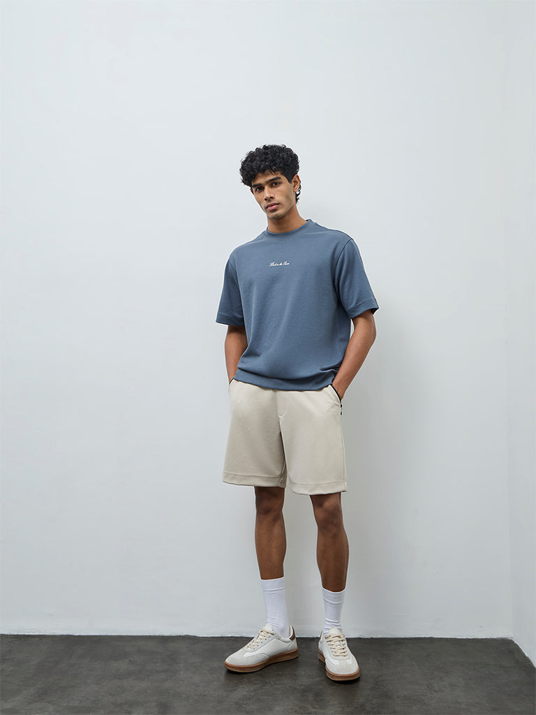 Nuoflexx Beige Relaxed-Fit Mid-Rise Shorts