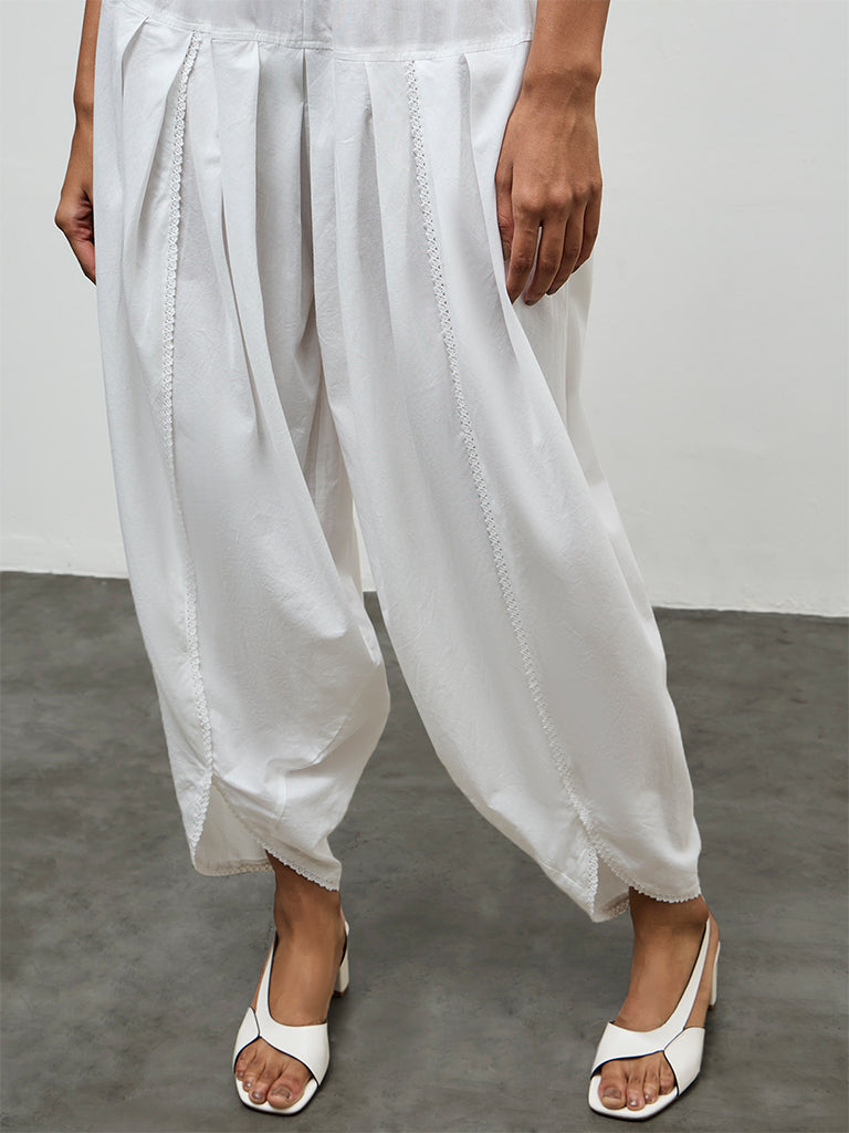 Zuba Ivory Cotton Dhoti Pants