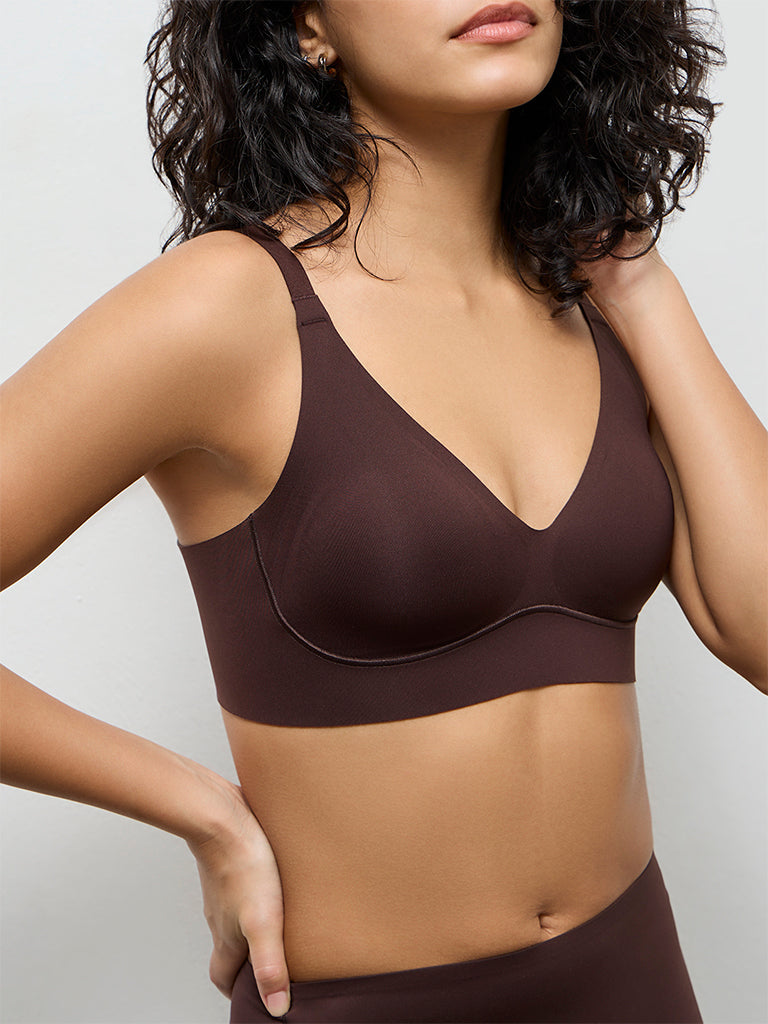 Wunderlove Dark Brown Cotton-Blend Fygure Shaping Bra