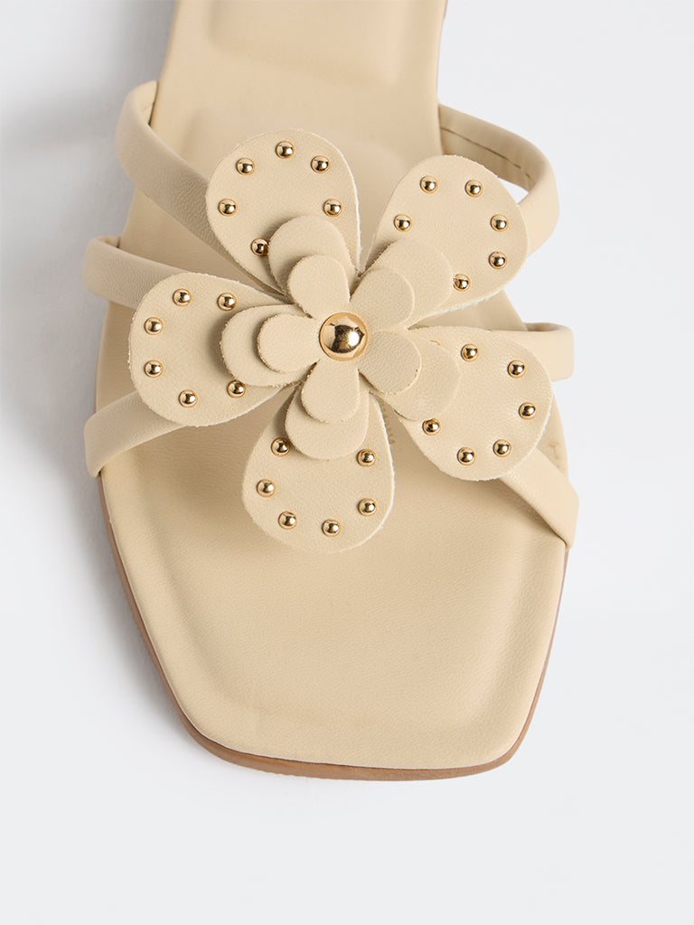 LUNA BLU Ivory Floral-Detailed Slides
