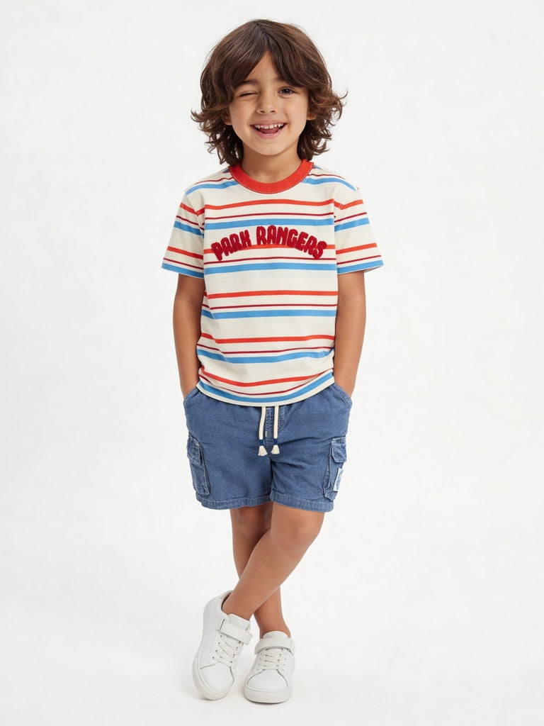 HOP Kids Boys Blue Mid-Rise Denim Shorts