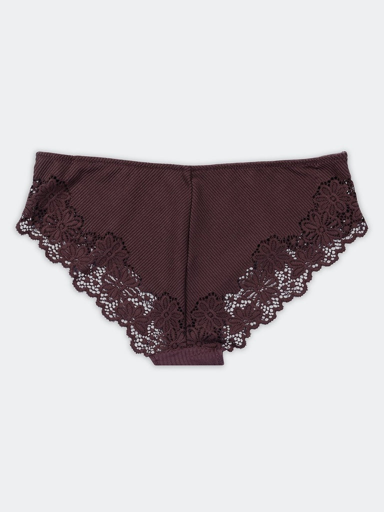 Wunderlove Plum Floral Embroidered Hipster Briefs