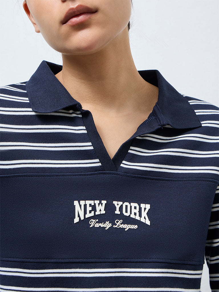 Nuoflexx Navy Striped Cotton T-Shirt