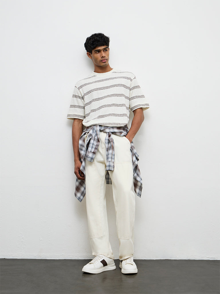 Nuon Off-White Striped Relaxed-Fit T-Shirt