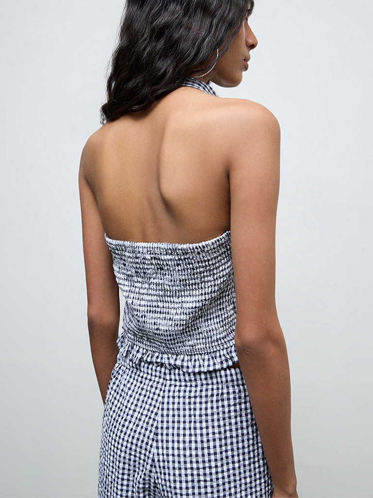 Nuon Navy Checkered Top