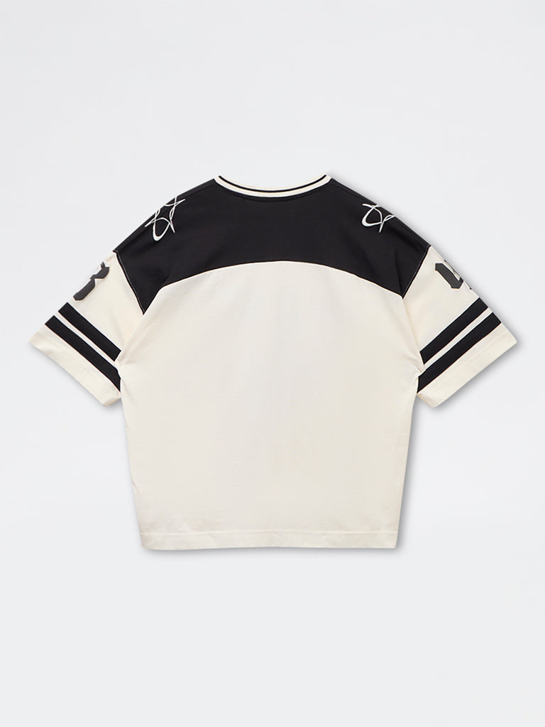 Boys Black Numerical Printed T-Shirt
