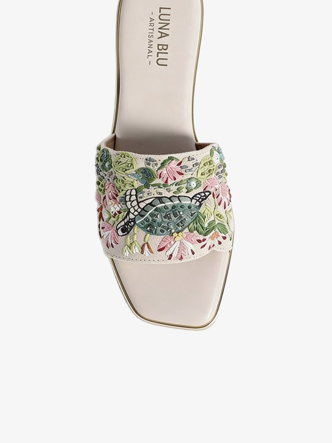 LUNA BLU Ivory Embroidered Sandals