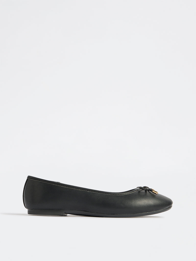 LUNA BLU Black Bow-Detailed Ballerinas