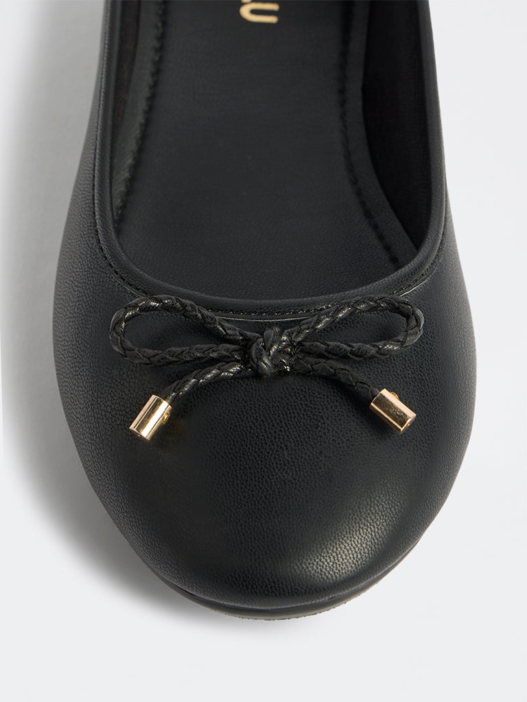 LUNA BLU Black Bow-Detailed Ballerinas