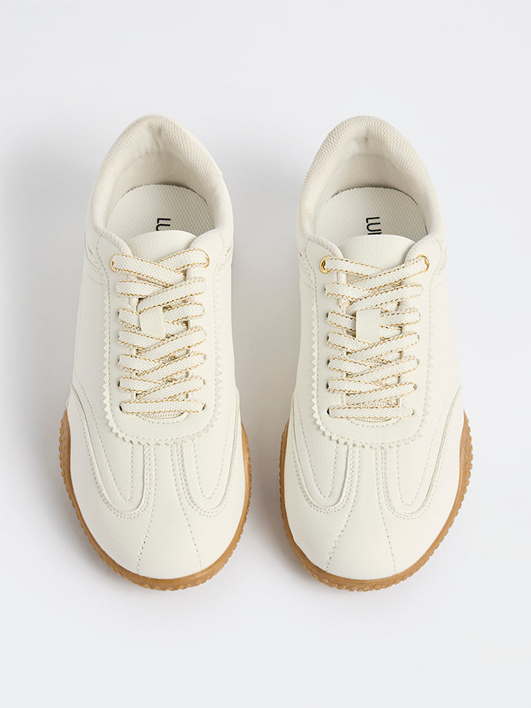 LUNA BLU White Lace-Up Trainer Sneakers