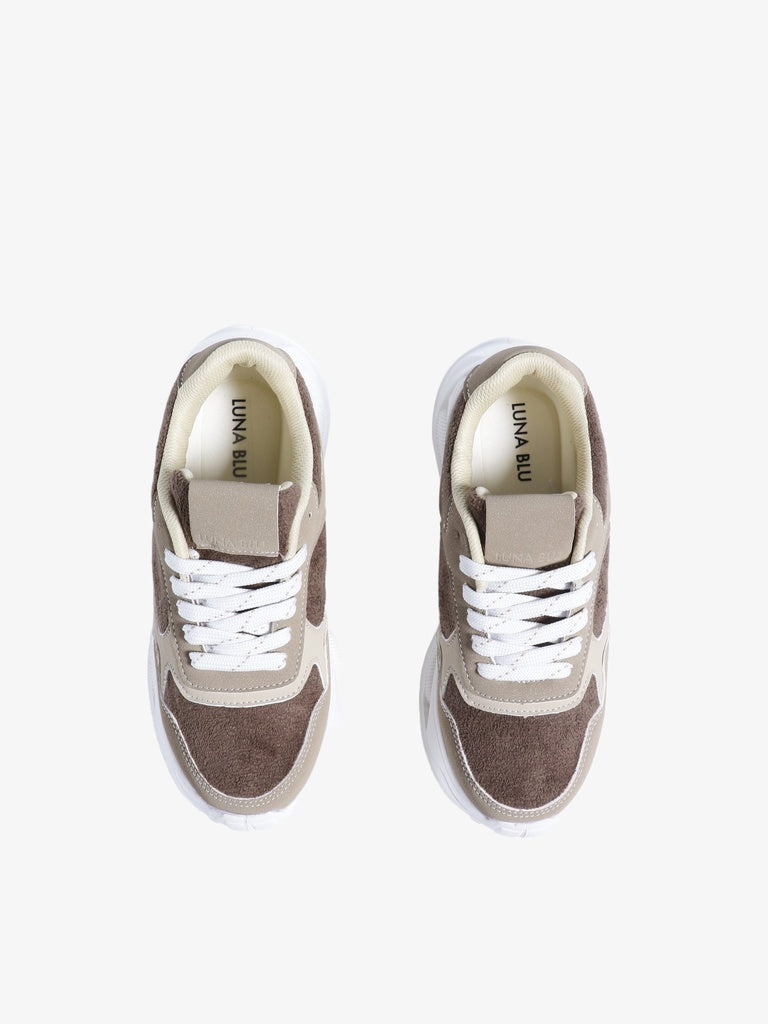 LUNA BLU Brown Terry Textured Sneakers