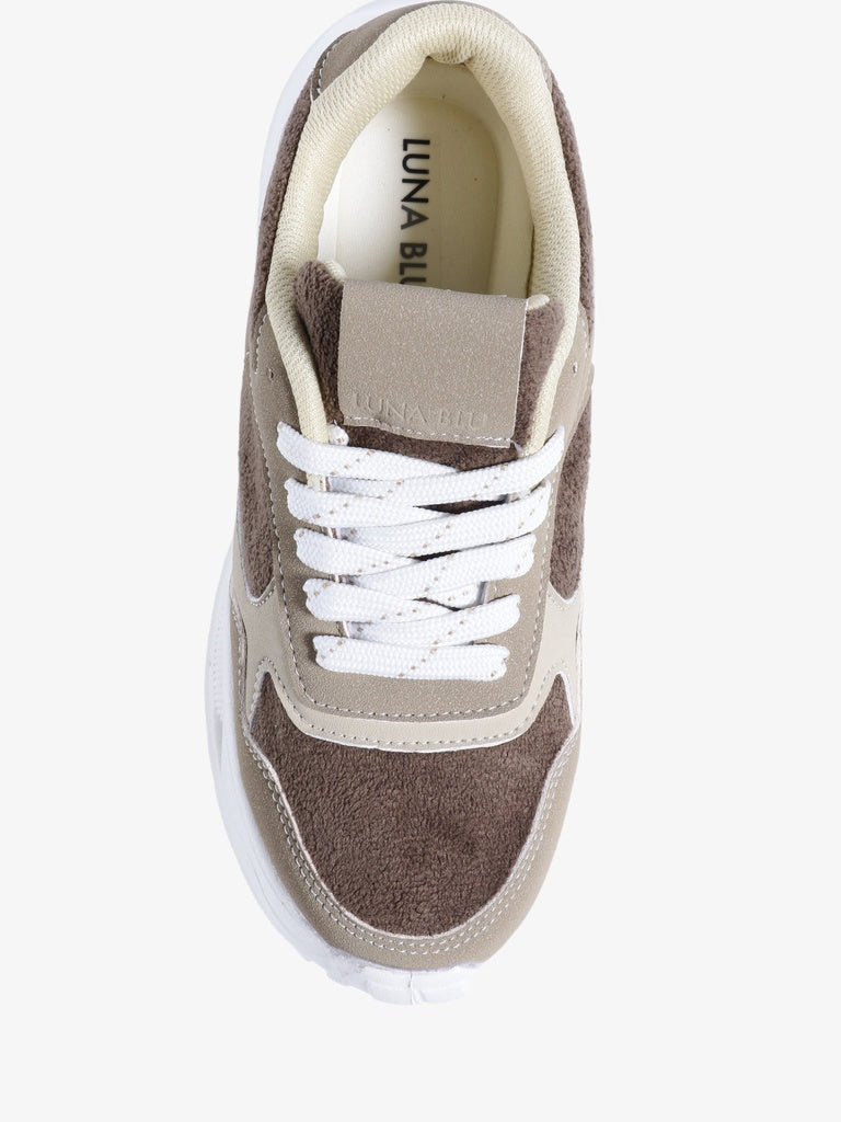 LUNA BLU Brown Terry Textured Sneakers