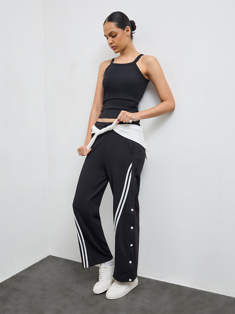 Nuoflexx Black Striped High-Rise Pants