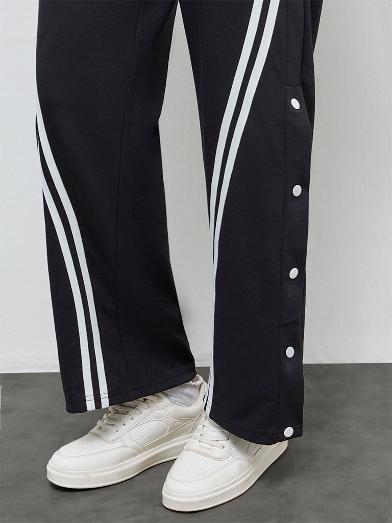 Nuoflexx Black Striped High-Rise Pants