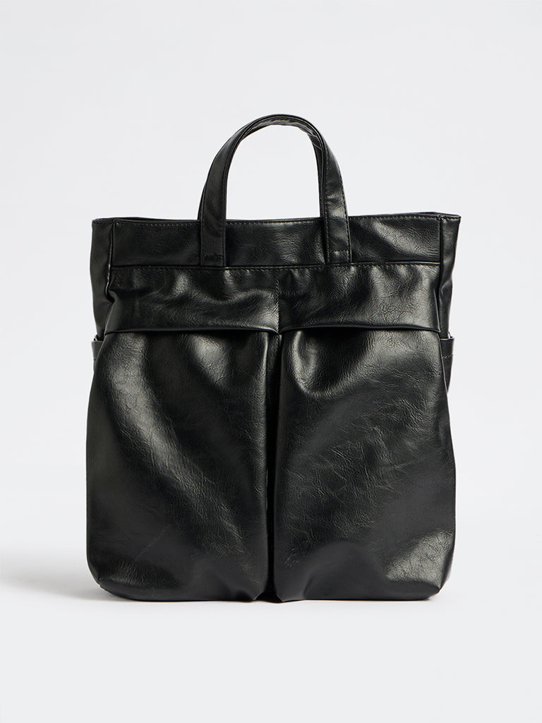Westside Black Textured Tote Bag