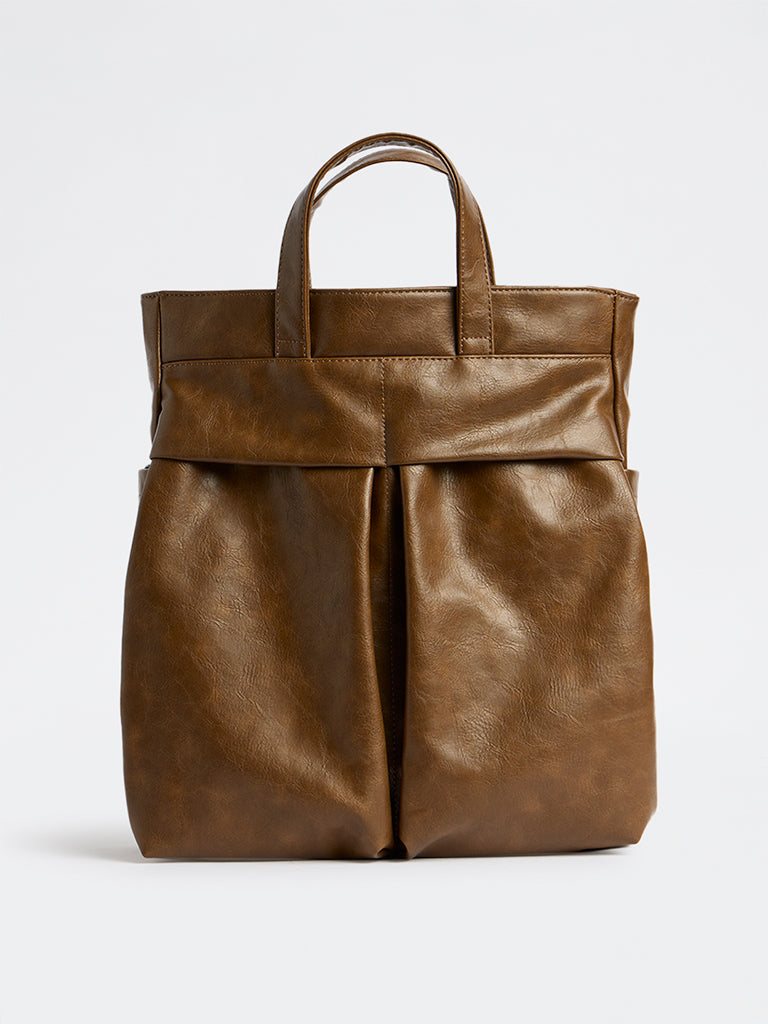 Westside Brown Textured Tote Bag