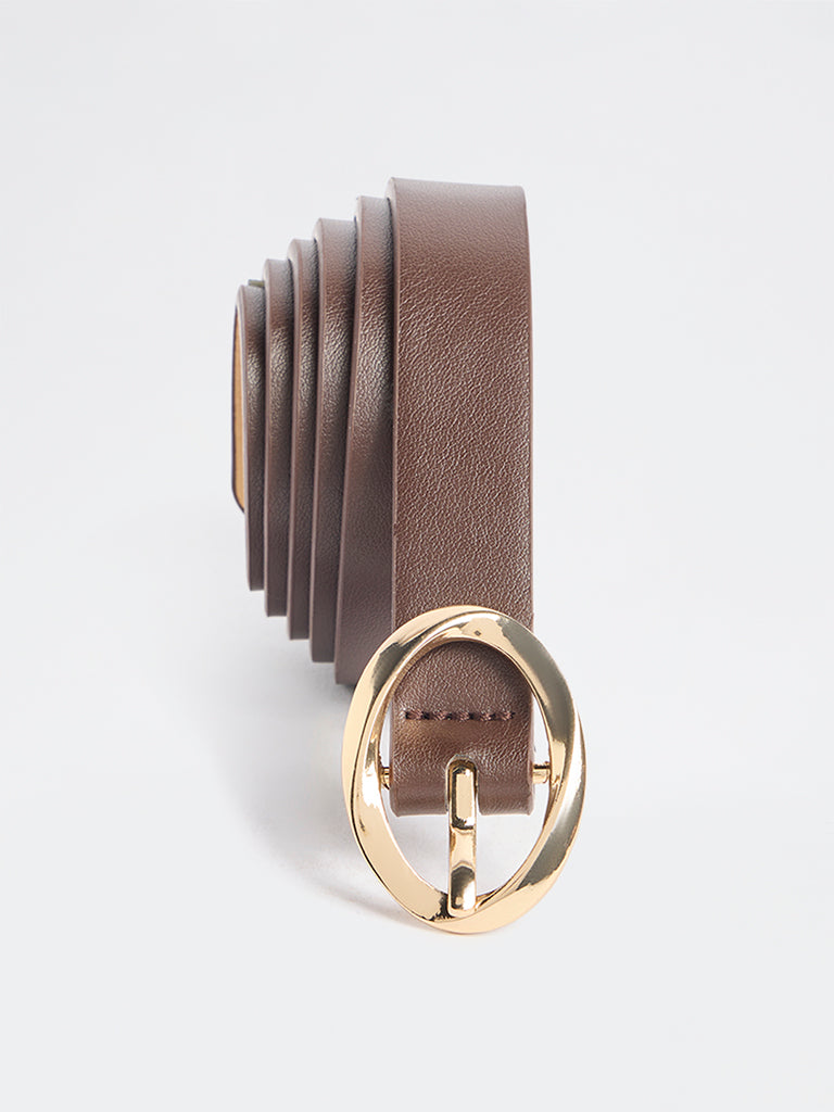 Westside Accessories Brown Oval Buckle Belt