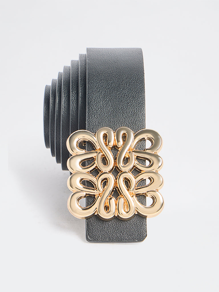 Westside Accessories Black Patterned Buckle Belt