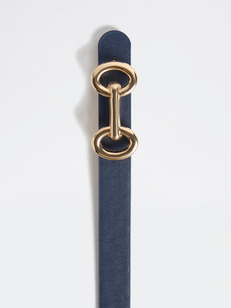 Westside Accessories Navy Saddle Buckle Belt