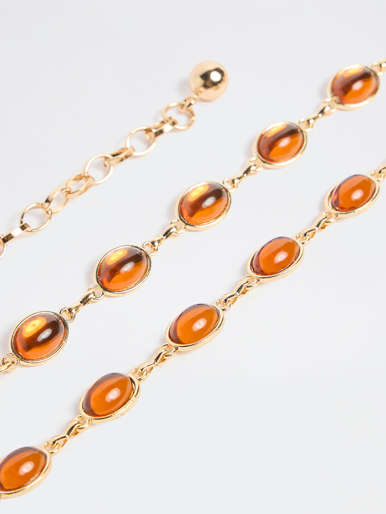 Westside Accessories Amber Oval Stone Metal Belt