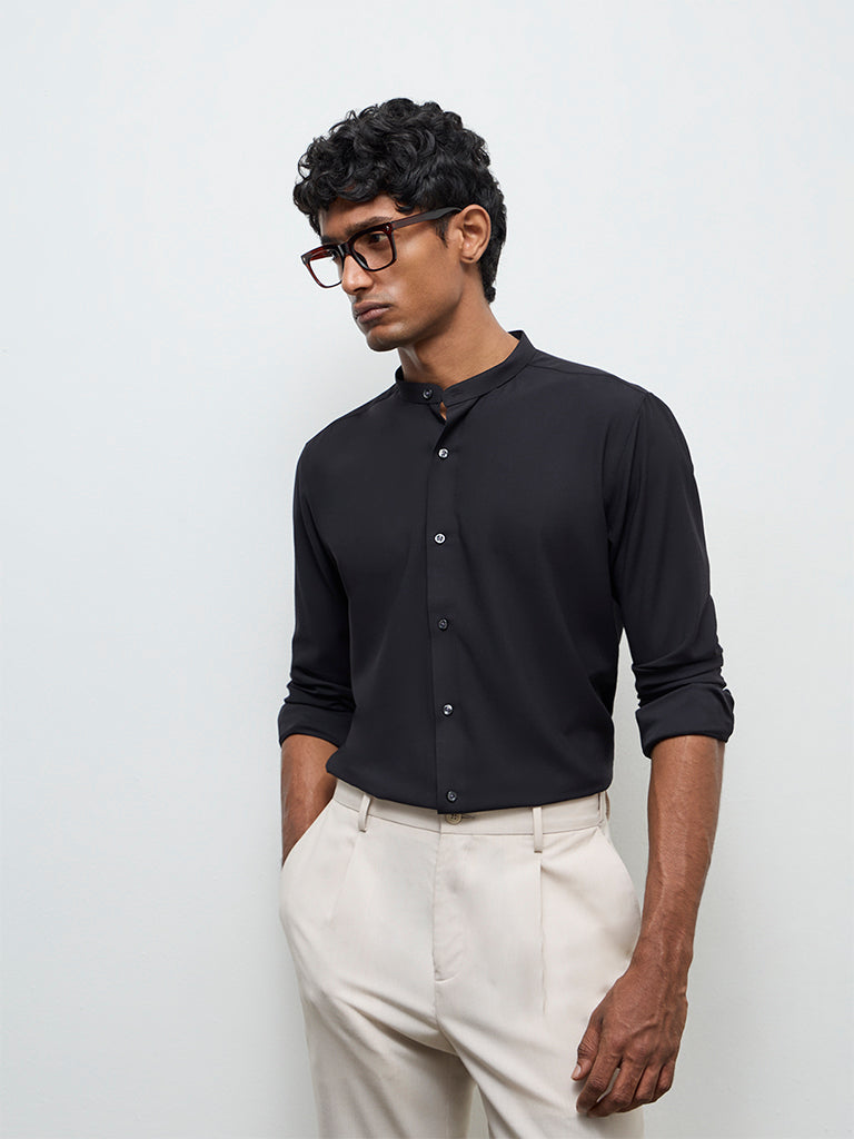 WES Formals Black Ultra Slim -Fit Shirt